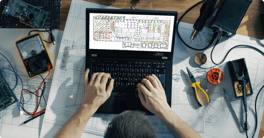 Electrical Estimator working on an electrical project.