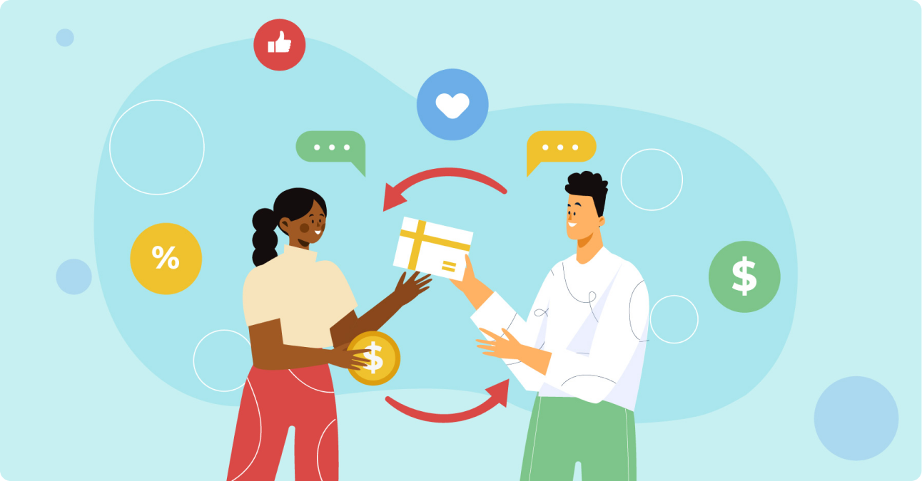 Marketer offering a loyalty card to the customer