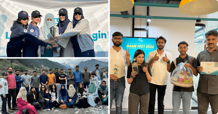 A carousel image of team LantroTech at Lantro Super League, Annual Trip to Kalam and Game Fest Tournament.