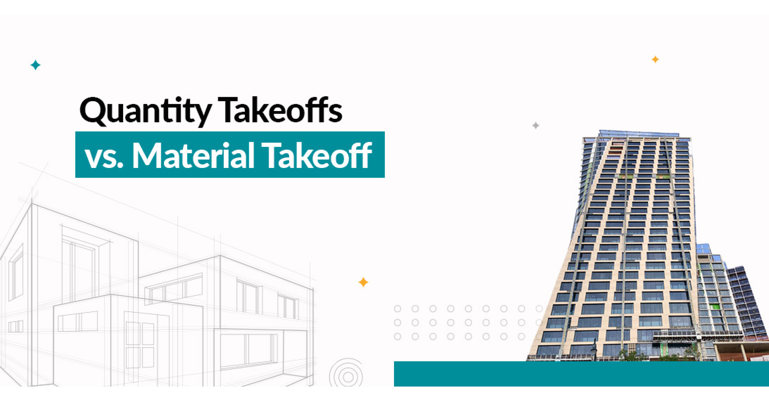 Illustration showcasing the difference between Quantity Takeoffs (QTOs) and Material Takeoffs (MTOs) at LantroTech.
